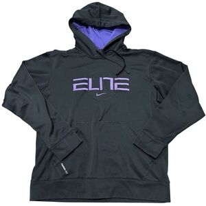 Nike Therma-Fit Elite Basketball Pullover Hoodie Black Purple Size Medium